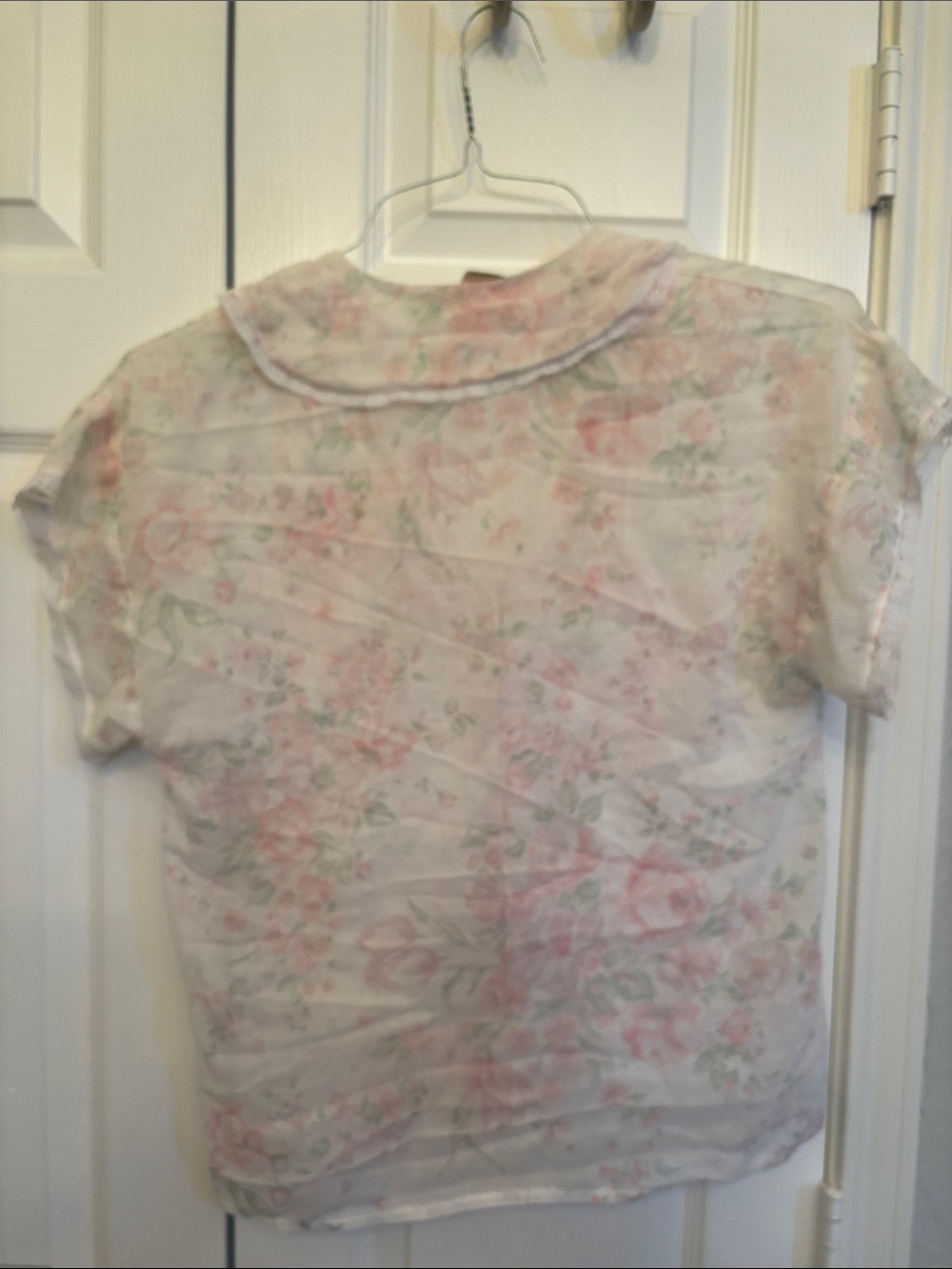 Gunne Sax Sheer Floral Blouse in Pink and White - Picture 4 of 4